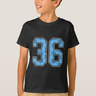 T-shirt Maillot de joueur de football bleu motif numéro 36