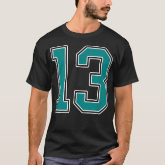 T-shirt Maillot de joueur numéro 13 sarcelle et blanc Unif