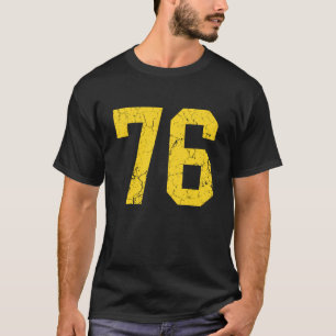 T-shirt Maillot de joueur Uni numéro 76 en or brillant dis