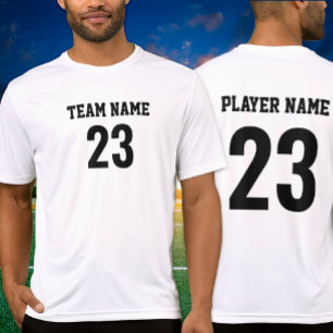 T-shirt Maillot Numéro Équipe Sportive Noir Blanc