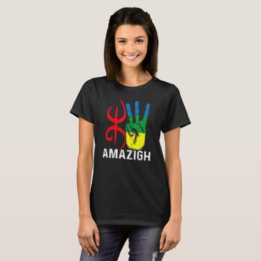 T-shirt main amazigh et symbole yaz avec tifinagh (Devant entier)