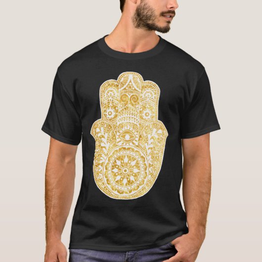 T-shirt Main blanche de hamsa or (Devant)