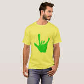 T-shirt Main d'amour, langue des signes en vert, sur Tee (Devant entier)