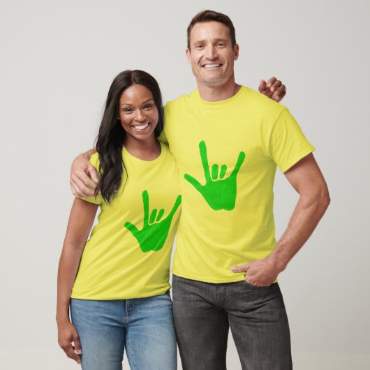 T-shirt Main d'amour, langue des signes en vert, sur Tee (Unisexe)
