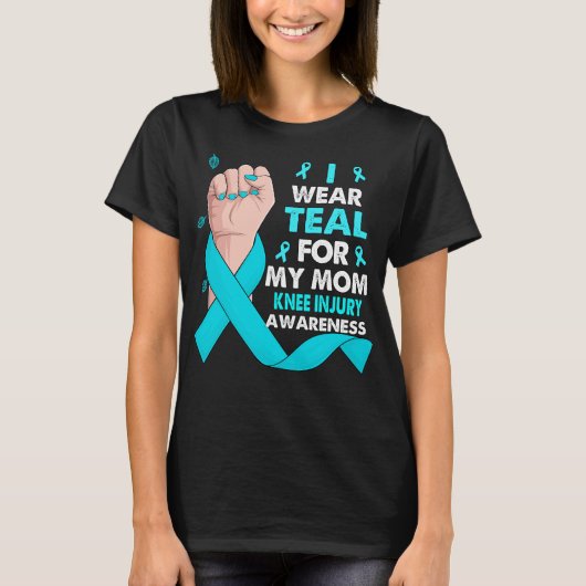 T-shirt Main de boxe Je porte Turquoise pour ma maman KNEE (Devant)
