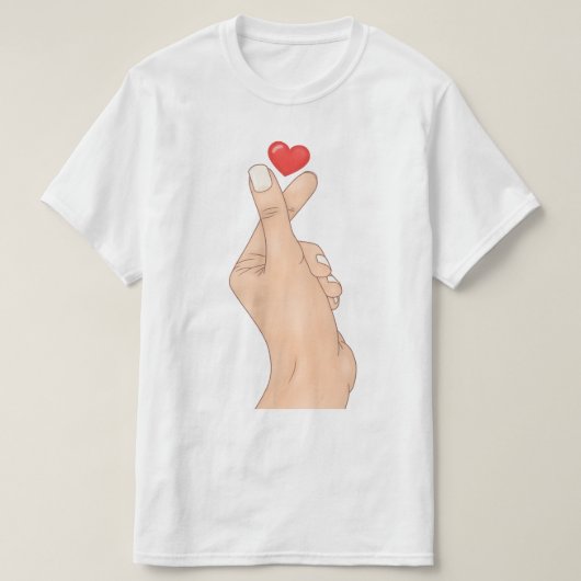 T-shirt Main de cœur avec les doigts (Design devant)