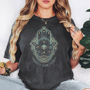 T-shirt Main de Hamsa céleste Protection contre le mauvais