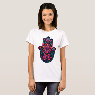 T-shirt Main de Hamsa Colorée avec Mandala Floral – Esprit
