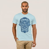 T-shirt Main de henné de Hamsa (bleu) (Devant entier)