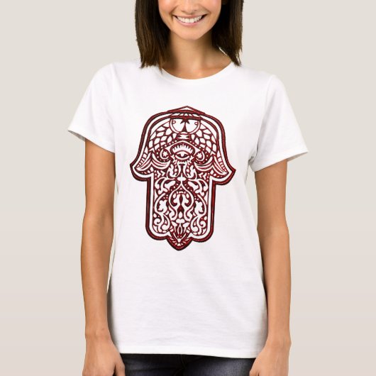 T-shirt Main de henné de Hamsa (Rouge) (Devant)