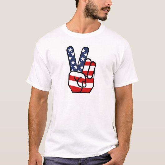 T-shirt Main de paix de drapeau américain (Devant)