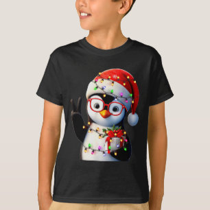 T-shirt Main de signe de paix Manchot Père Noël Noël Manch