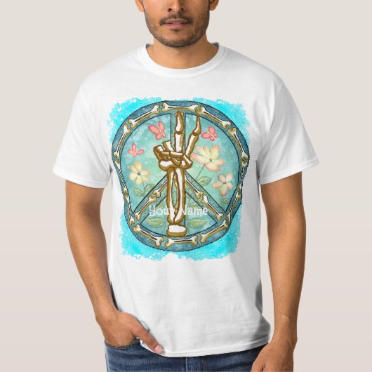T-shirt main de squelette de la paix (Devant)