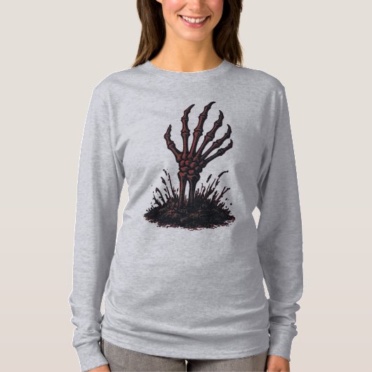 T-shirt Main de squelette effrayante sortant du sol (Devant)