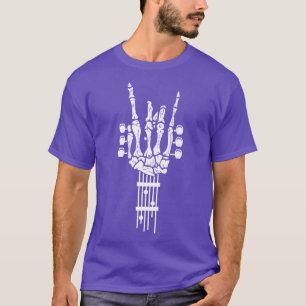 T-shirt Main de squelette Halloween Corne Musique Rock n R