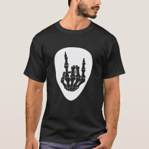 T-shirt Main de squelette Rocknroll Plectre de guitare rét