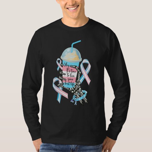 T-shirt Main de squelette tenant un milkshake Transgenre C (Devant)