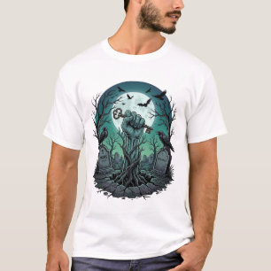 T-shirt Main de zombie squelette clé tombeau corbeaux Hal