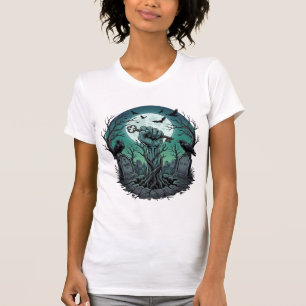 T-shirt Main de zombie squelette clé tombeau corbeaux Hal