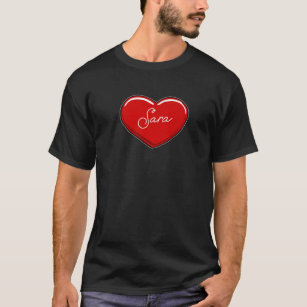 T-shirt Main Drawn Heart Sara - Premier nom Hearts I Love 