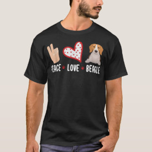 T-shirt Main Heart Paws Happy Peace Day Love Chien Beagle 