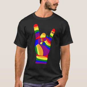 T-shirt Main métallique lourde, cornes diables, drapeau LG