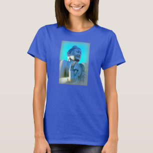 T-shirt main mudra bouddha bleu