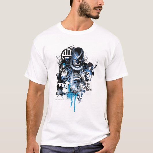T-shirt Main noire - Collage bleu (Devant)
