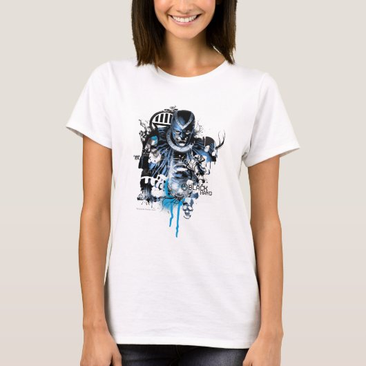 T-shirt Main noire - Collage bleu (Devant)