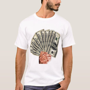 T-shirt main tenir cent dollars billets argent art