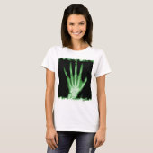 T-shirt Main verte de squelette de rayon X (Devant entier)