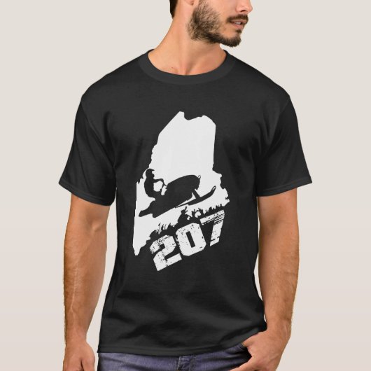 T-shirt Maine 207 State Snowmobile (Devant)