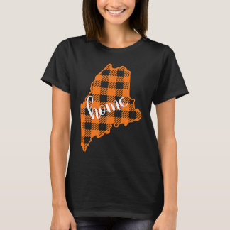 T-shirt Maine Buffalo Plaid Home State Country Orange West