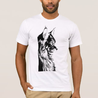 T-shirt Maine Coon B+C White T-Shirt: Jersey Cat Print