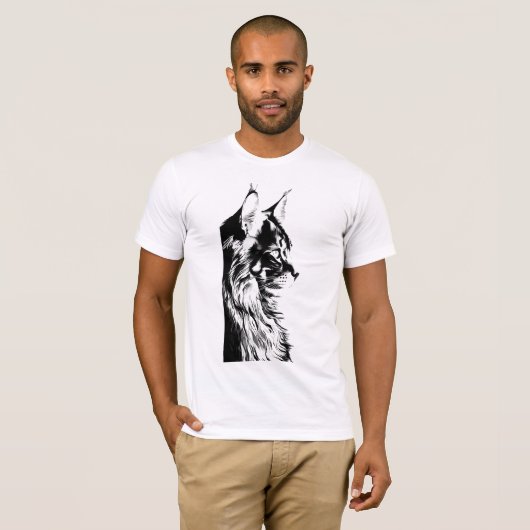 T-shirt Maine Coon B+C White T-Shirt: Jersey Cat Print (Devant entier)