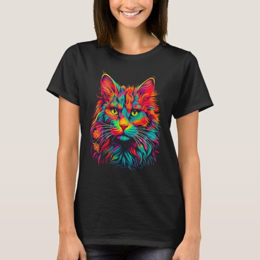T-shirt Maine Coon Cat Pop Art (Devant)