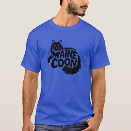 T-shirt Maine Coon Cat Silhouette (Devant)