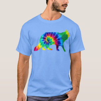 T-shirt Maine Coon Cat Tie Dye Vintage Hippie Amoureux des
