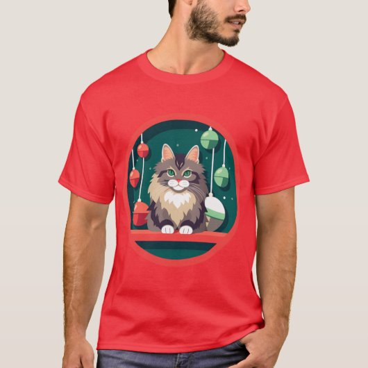T-shirt Maine Coon Cat Xmas Ornament (Devant)