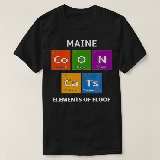 T-shirt Maine Coon Chat éléments de table périodique Scien (Design devant)