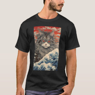 T-shirt Maine Coon Chat esthétique Japonaise Ukiyo e 1