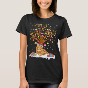 T-shirt Maine Coon Chat Xmas Éclairage Père Noël Maine Coo