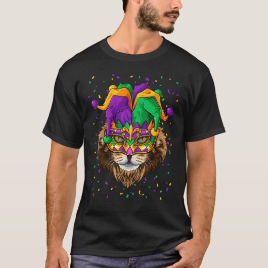 T-shirt Maine Coon Mardi Gras Chat Face Carnaval Jester Fe (Devant)