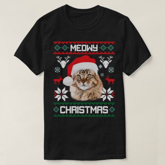 T-shirt Maine Coon Meowy Christmas Ugly Sweater Cat Gift L (Design devant)