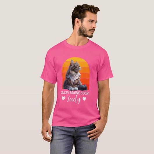 T-shirt Maine Coon Propriétaire CRAZY MAINE COON LADY Cat (Devant entier)