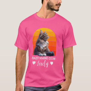 T-shirt Maine Coon Propriétaire CRAZY MAINE COON LADY Cat 