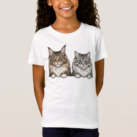 T-Shirt Maine Coon & Silver Tabby for cat mom's  (Devant)