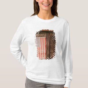 T-shirt Maine, Drapeau américain décoloré sur la porte d'u