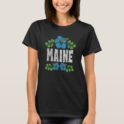 T-shirt Maine Flowers Distressed Color Print (Devant)