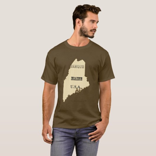 T-shirt - Maine Map avec la ville (Devant entier)